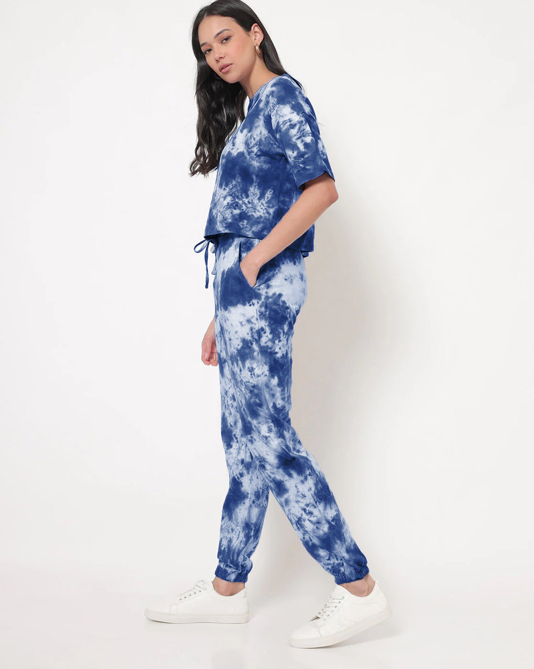 BLUE LADIES OVERSIZE T-SHIRT AND JOGGERS PAIR
