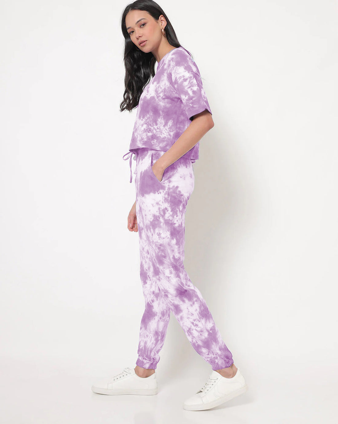 PURPLE LADIES OVERSIZE T-SHIRT AND JOGGERS PAIR